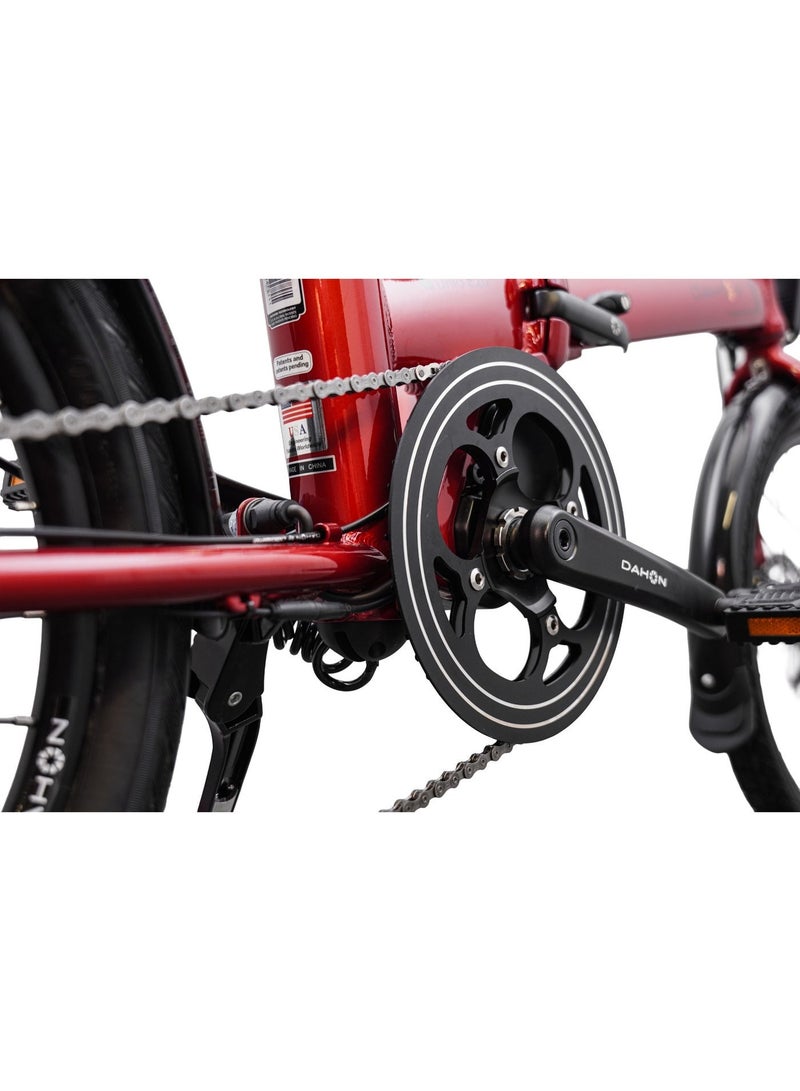 Dahon Unio E20 20" Red Folding E-Bike | 250W Motor, 7-Speed Shimano Gear, Hidden Battery  | 20" Wheels, Integrated Lights - Image 3